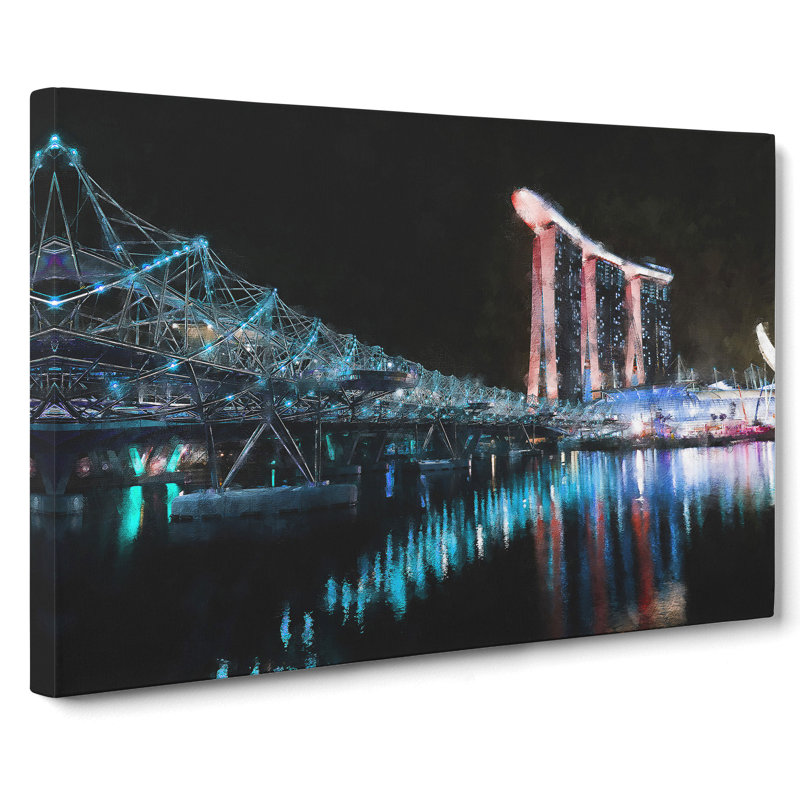 Helix Bridge At Marina Bay In Singapore - Wrapped Canvas, 40cm H x 60cm W x 3cm D