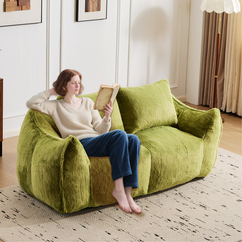 Fauteuil à billes, canapé-lit pour salon, chambre à coucher, Imitation fourrure verte
