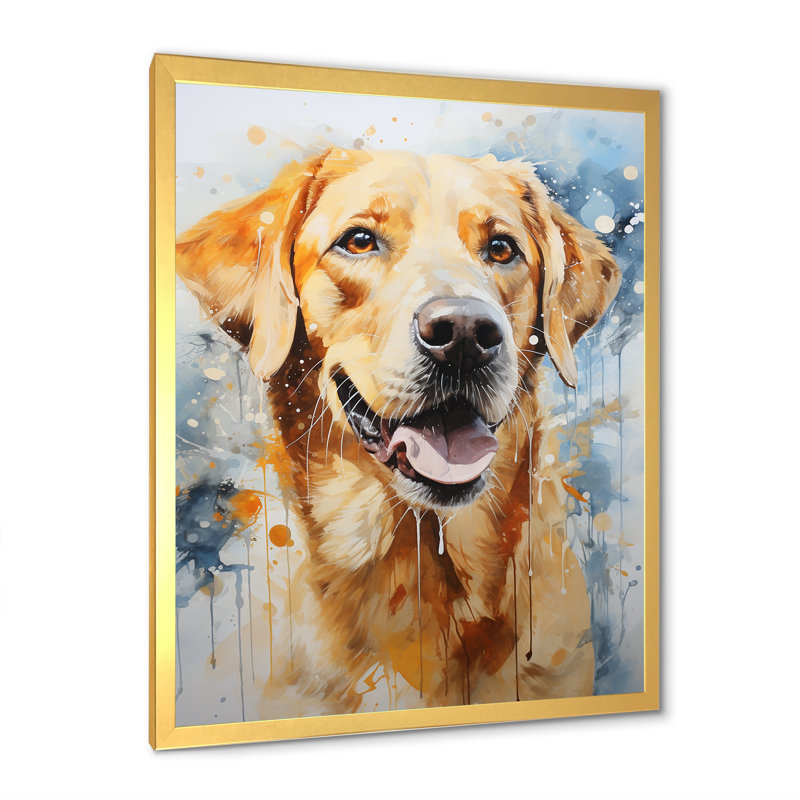 «Dog Labrador Dreams», reproduction d'art sur toile encadrée, H 44 po x l 34 po x P 1,5 po, Cadre doré simple