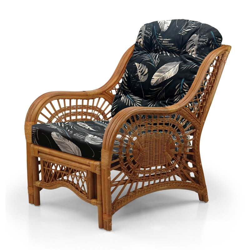 Fauteuil d'appoint Malibu Lounge Living, Noir / motif de feuilles