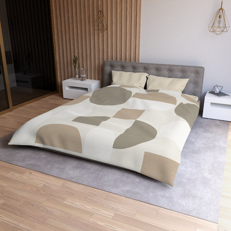 Microfiber Duvet Cover Boho Style, Design 74, Cream, Queen Duvet Cover