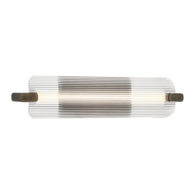 Meuble-lavabo néon, 25 po, laiton patiné, verre transparent
