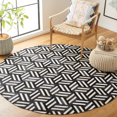 Stasia Hand Woven Leather Geometric Rug