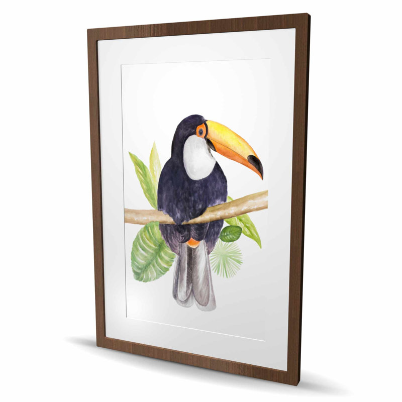 Toucan - reproduction mauve encadrée mauve pour la décoration intérieure