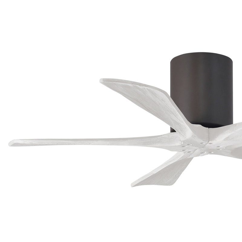 60" Irene 5-Blade Hugger Ceiling Fan with Wall Remote, Textured Bronze, Matte White, 42"