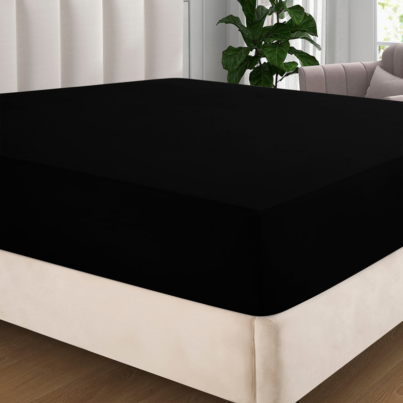 Extra Deep Pocket Microfiber Solid Fitted Sheet, King, Black