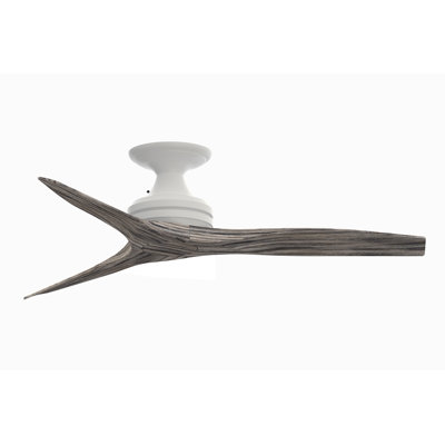Spitfire 48 Inch Indoor/Outdoor Propeller Flush Mount Ceiling Fan with Remote Control - Matte White with Weathered Wood blades