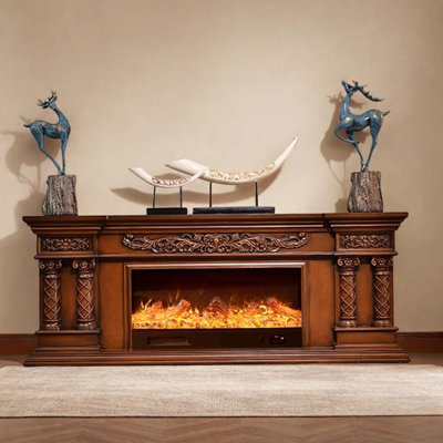 American Vintage Style Carved Fireplace