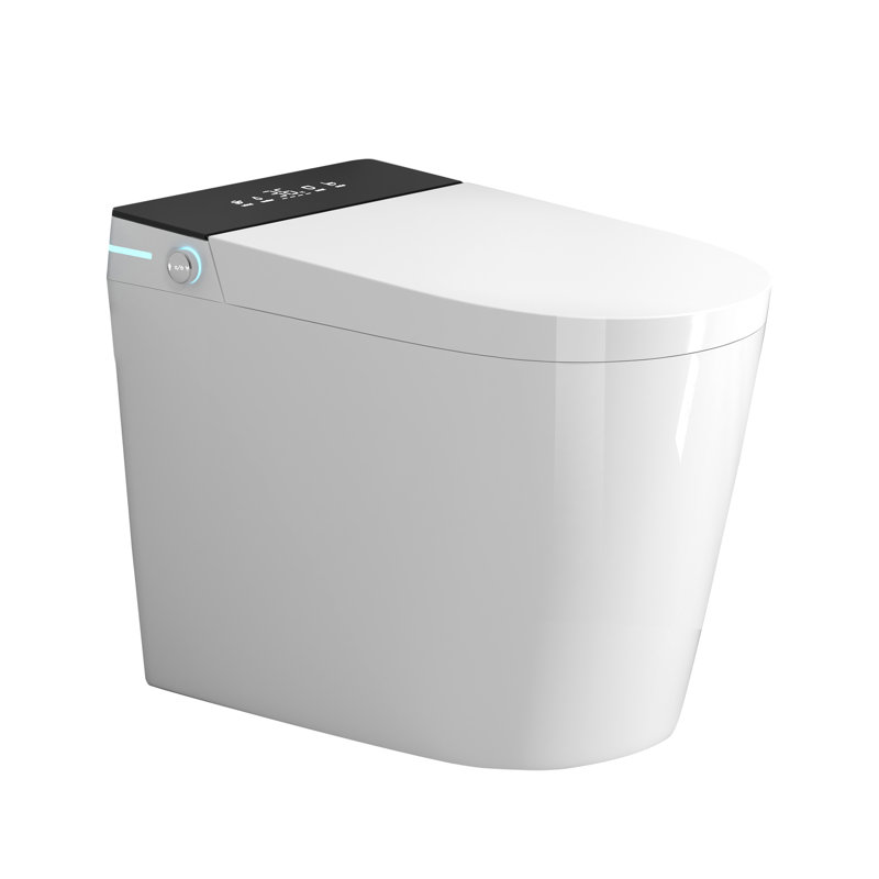 Toilette intelligente avec fonction bidet - chasse d'eau automatique, siège chauffant, séchage à l'air chaud, salle de bain compacte ouverte, sèche