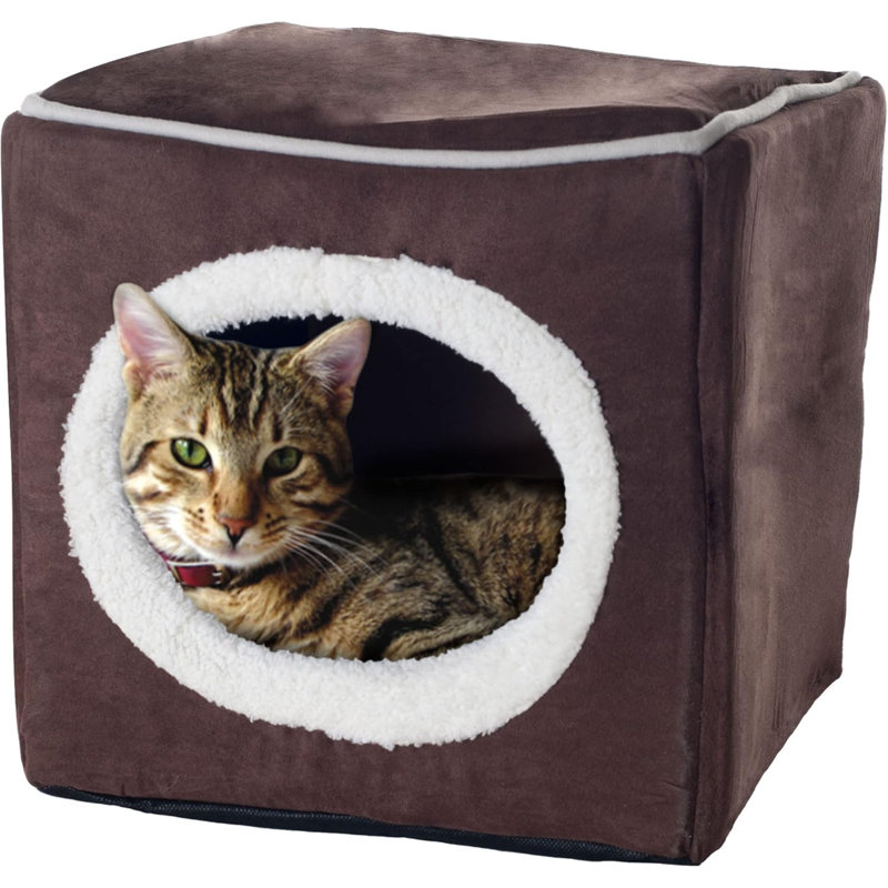 Maison de chat - Lit d'intérieur avec coussin en mousse amovible - Grotte de chat pour chiots, lapins, cochons d'Inde et autres petits animaux