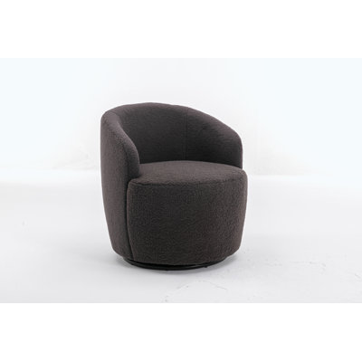 Swivel Accent Armchair Barrel Chair With Powder Coating Metal Ring