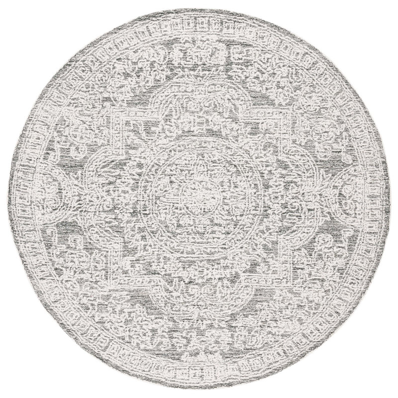 Jablon Abstract Hand Tufted Wool Oriental Rug, Round 6'