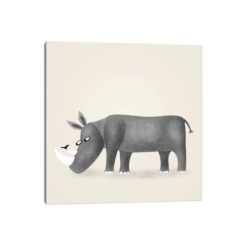 « Rhino » par Nic squirrell-impression, H 18 po x l 18 po x 1,5 po, Toile tendue, Pas de tapis