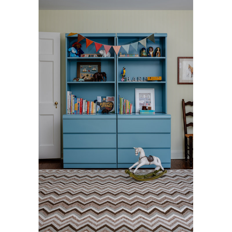Abbott Hand Tufted Wool Chevron / Zig Zag Area Rug in Tan, Rectangle 2' x 3'