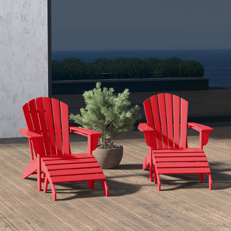 Chaise Adirondack en résine Altura avec repose-pieds, Rouge