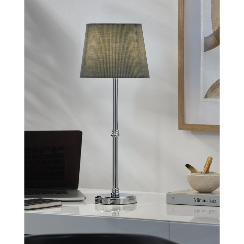 Lampe de table Mikol, Argent argent, Gris foncé