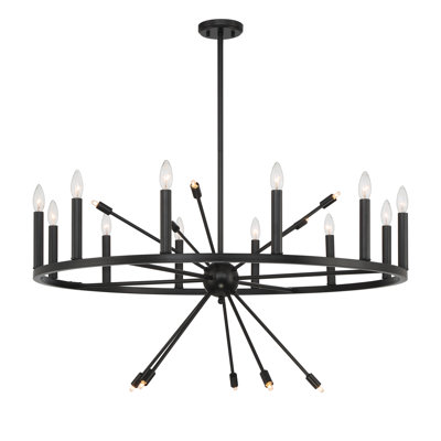 22 - Light Candle Style Wagon Wheel Chandelier