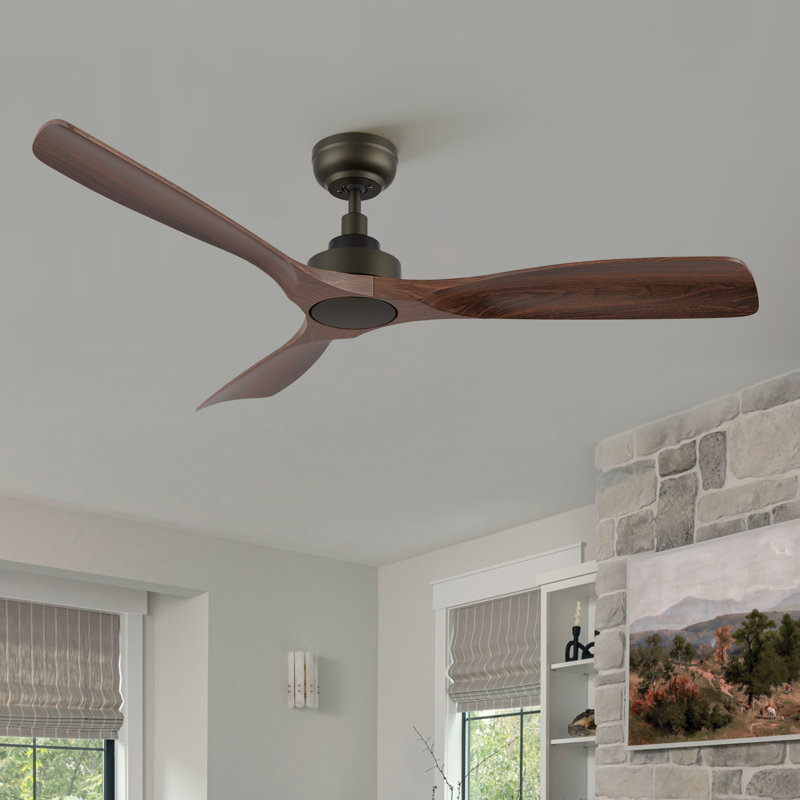 Ventilateur de plafond intelligent à 3 pales 52 pouces en ABS avec télécommande, Rouge Victoria