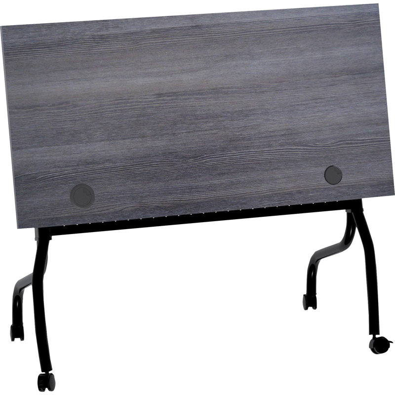 Charcoal Flip Top Training Table with Black Metal Base and Casters