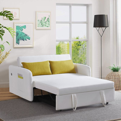 Canapé-lit à accoudoirs carrés de 55,5 po Caterina Structure de base solide, confortable, durable, beau et épais coussin, tendance, pratique