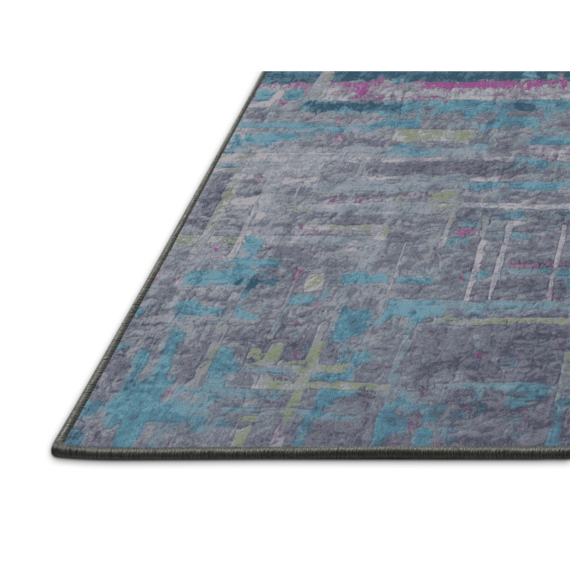 Tapis gris soyeux et moelleux, Carré 5 pi