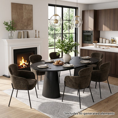 Ensemble de table de salle à manger extensible de 47 à 83 po avec fauteuils rembourrés