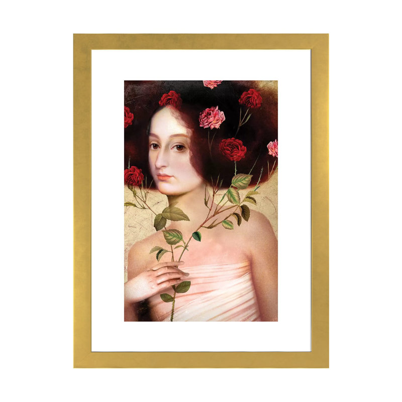 «Der Blumestrauss» par Catrin Welz-Stein - reproduction, H 24 po x l 16 po x P 1 po, Papier encadré doré, Blanc