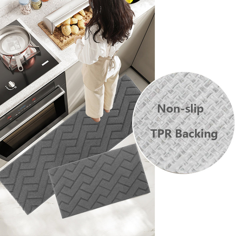 Tapis de cuisine antidérapant Weisler, Gris