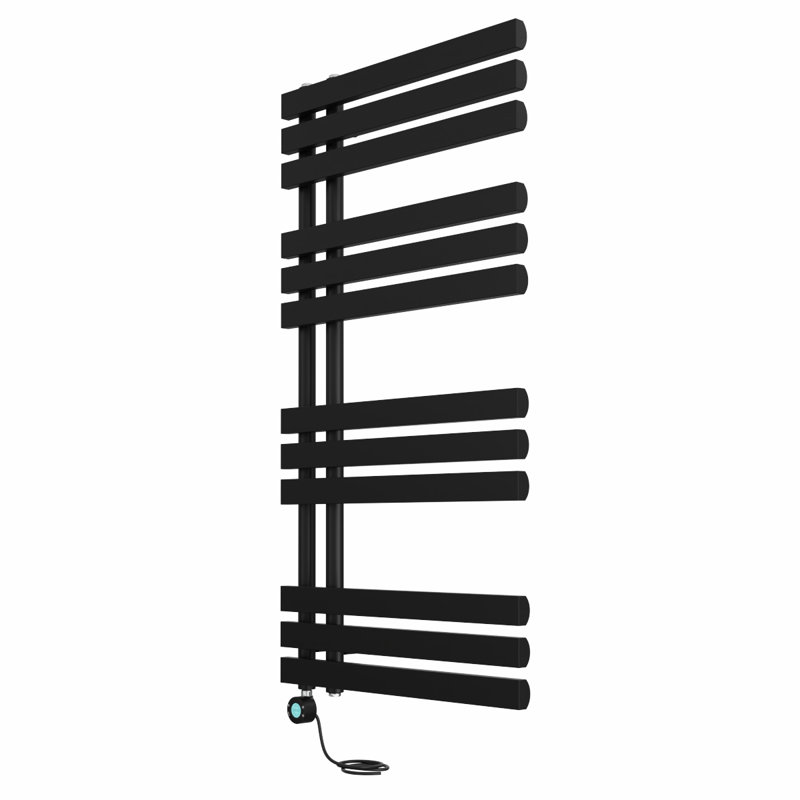 Cardia Designer Towel Rail Heated Towel Rails, 120cm H x 60cm W x 7.35cm D, Black
