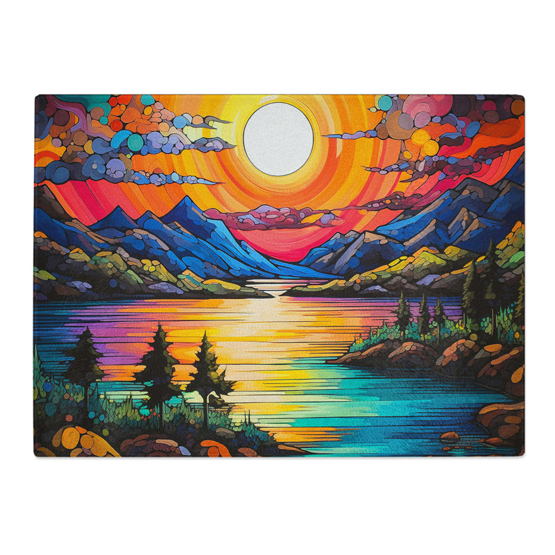 Lake Pop Art  Glass Chopping Board