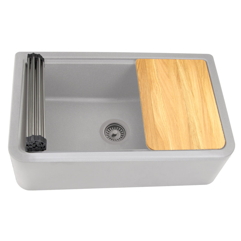 Farmhouse Apron 32.75'' L Single Basin Kitchen Sink, Gray