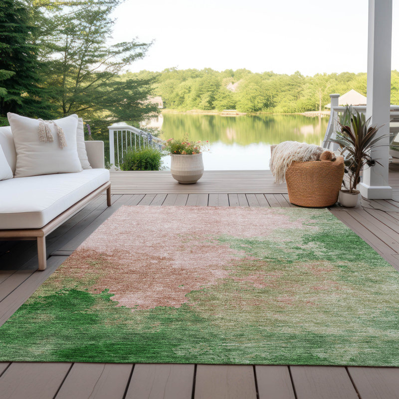 Tapis intérieur / extérieur rose Julian , 9 pi x 12 pi