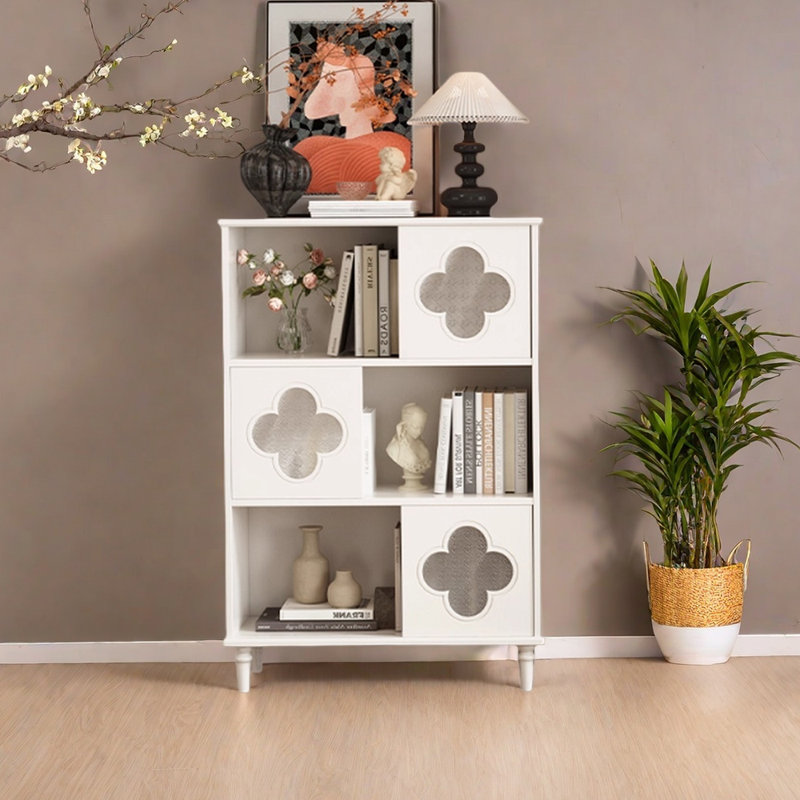 Dee, (3 Shelves) 47.24"H x 31.5"W x 13.78"D, Ivory