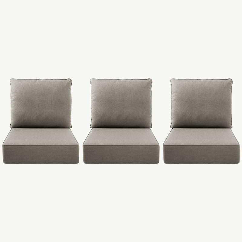 Coussin de siège / dossier de remplacement pour l'extérieur 6 po, 3, L 22 po x P 24 po, Taupe