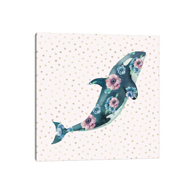 Pink And Blue Whale Ocean Floral by Nature Magick - Wrapped Canvas Print