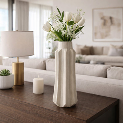 Ceramic Vase with Sculptural Swirl Design and Textured Detailing