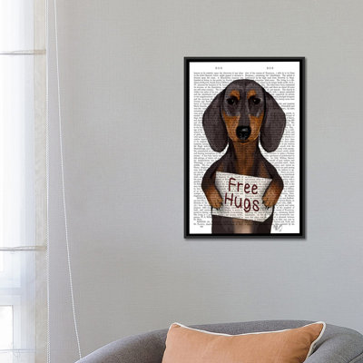 «Dachshund, Free Hugs», reproduction d'impression sur toile