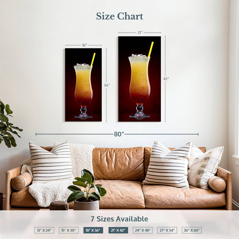 Tequila Sunrise Cocktail, 36" H x 18" W