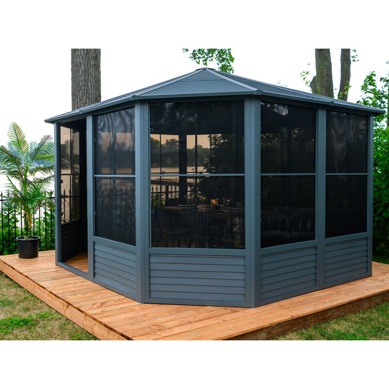 Gazebo Penguin Florence Solarium 12 Ft x 12 Ft Metal Roof In Slate, Slate, Slate, 12 Ft. W x 12 Ft. D