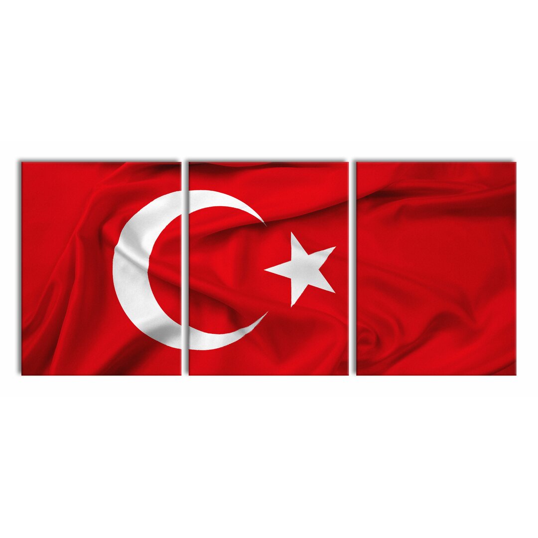 3-tlg. Leinwandbilder-Set Turkey Flag