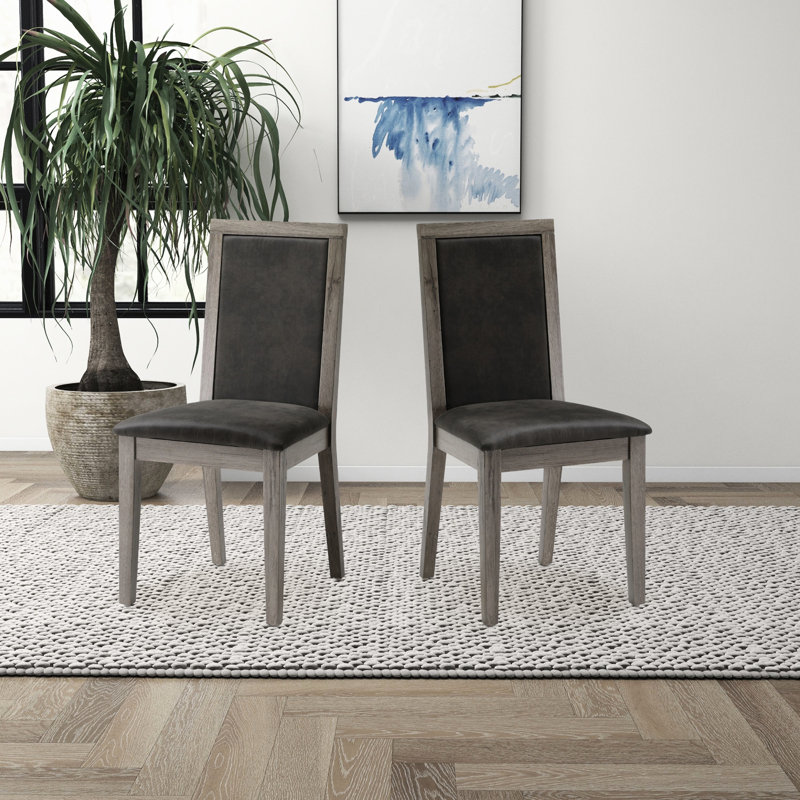 2 chaises de salle à manger, en bois massif avec coussin en mousse, gris foncé pour les chaises de cuisine modernes de 2 pièces, siège de fabrication confortable, utilisation pratique