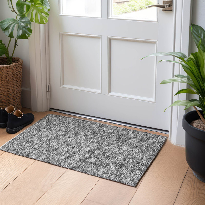 Premium Machine Washable Prisco Gray Rug, Rectangle 1'8" x 2'6"