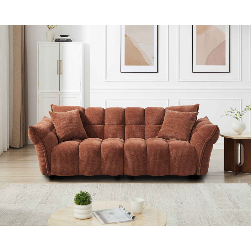93.7" W Upholstered Modular Sofa, Rust, 3