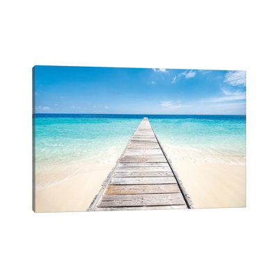 Jetty On A Beautiful Island In The Maldives by Jan Becke - Wrapped Canvas Graphic Art