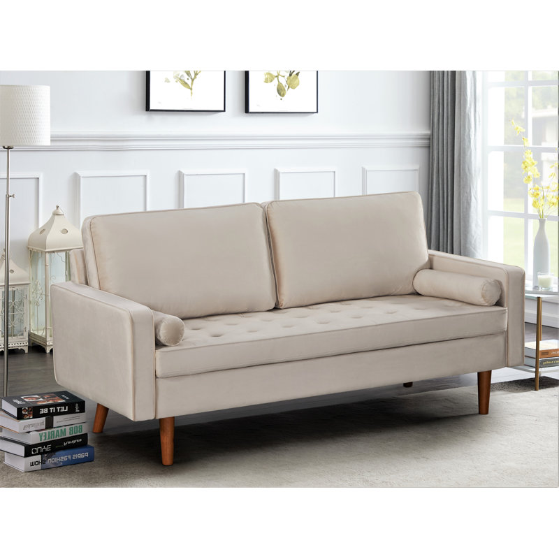 Edora 69.6'' Velvet Sofa, Beige Velvet