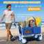 Wagon de plage tout-terrain bleu 500 lb - 150 l, roues en PVC de 9 po, pliable avec glacière et sacs