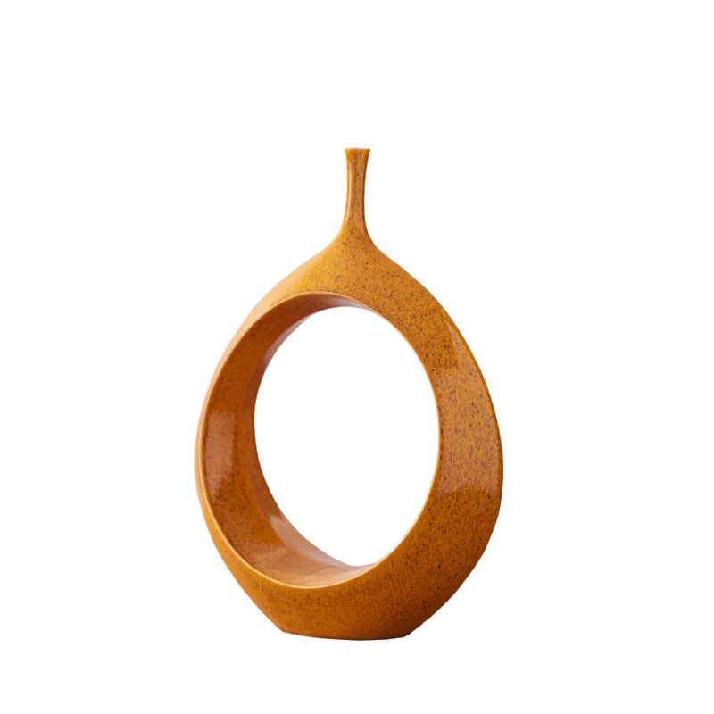 Open Ring Vase, Orange, 15.75" H x 12" W x 5" D