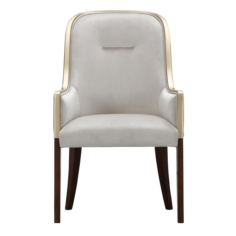 Houston Velvet Dining Arm Chair - Porcini Gray/Walnut