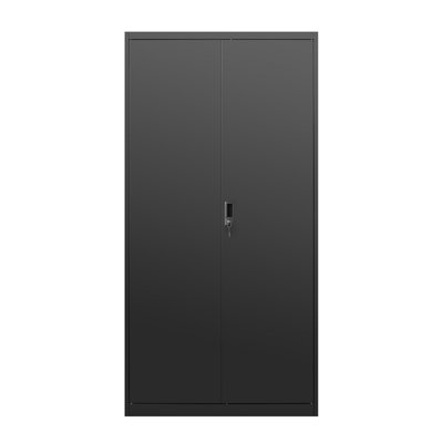 Armoire garde-robe en métal avec tringle et serrure, garde-robe d'armoire noire, armoire de rangement pour vêtements avec tablettes et portes réglables