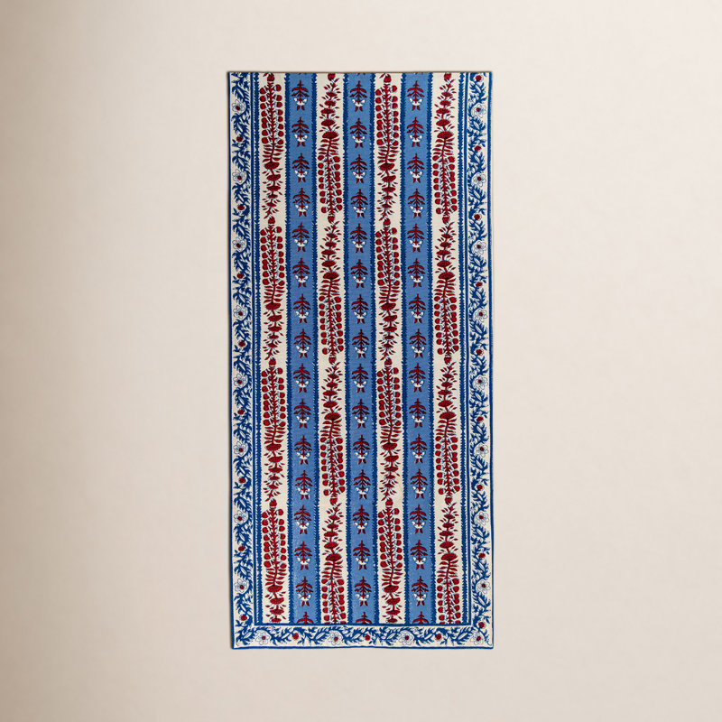 Charlemont Provence Table Runner, 16" L x 72" W, Blue/Red